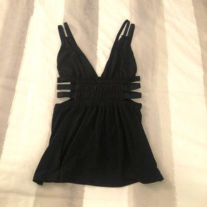 Black V-Neck Dress Top